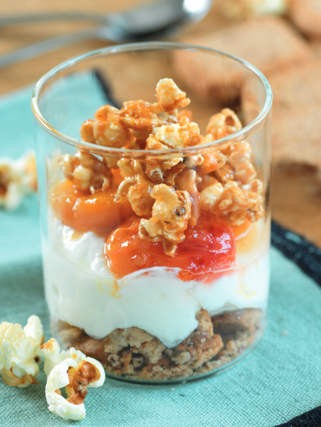 Verrine abricot, yaourt de brebis et pop corn Verrine abricot, yaourt de brebis et pop corn